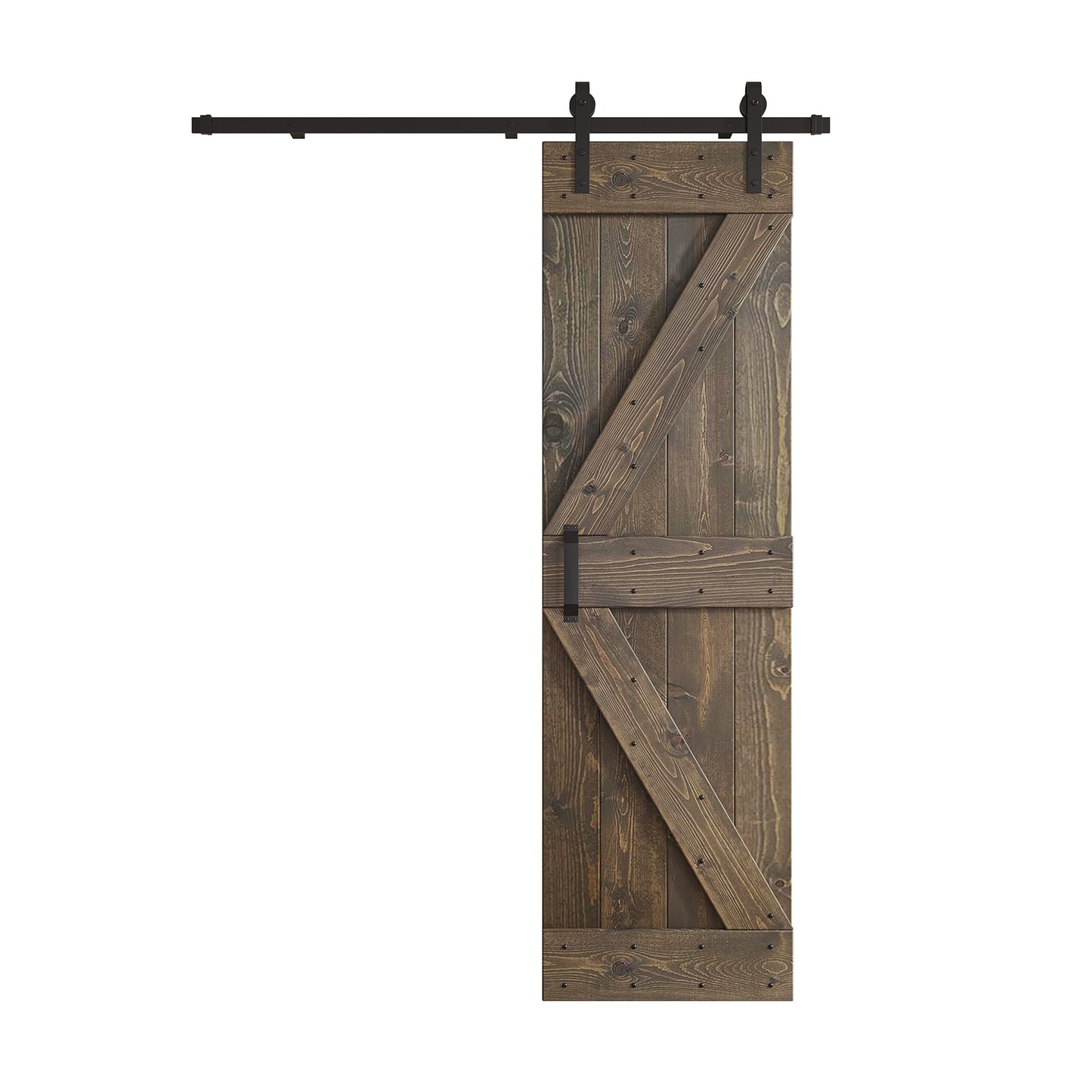 K Series 24 in/30 in/36 in/38 in/42 in x 84 in Finished DIY Knotty Wood Sliding Barn Door With Hardware Kit