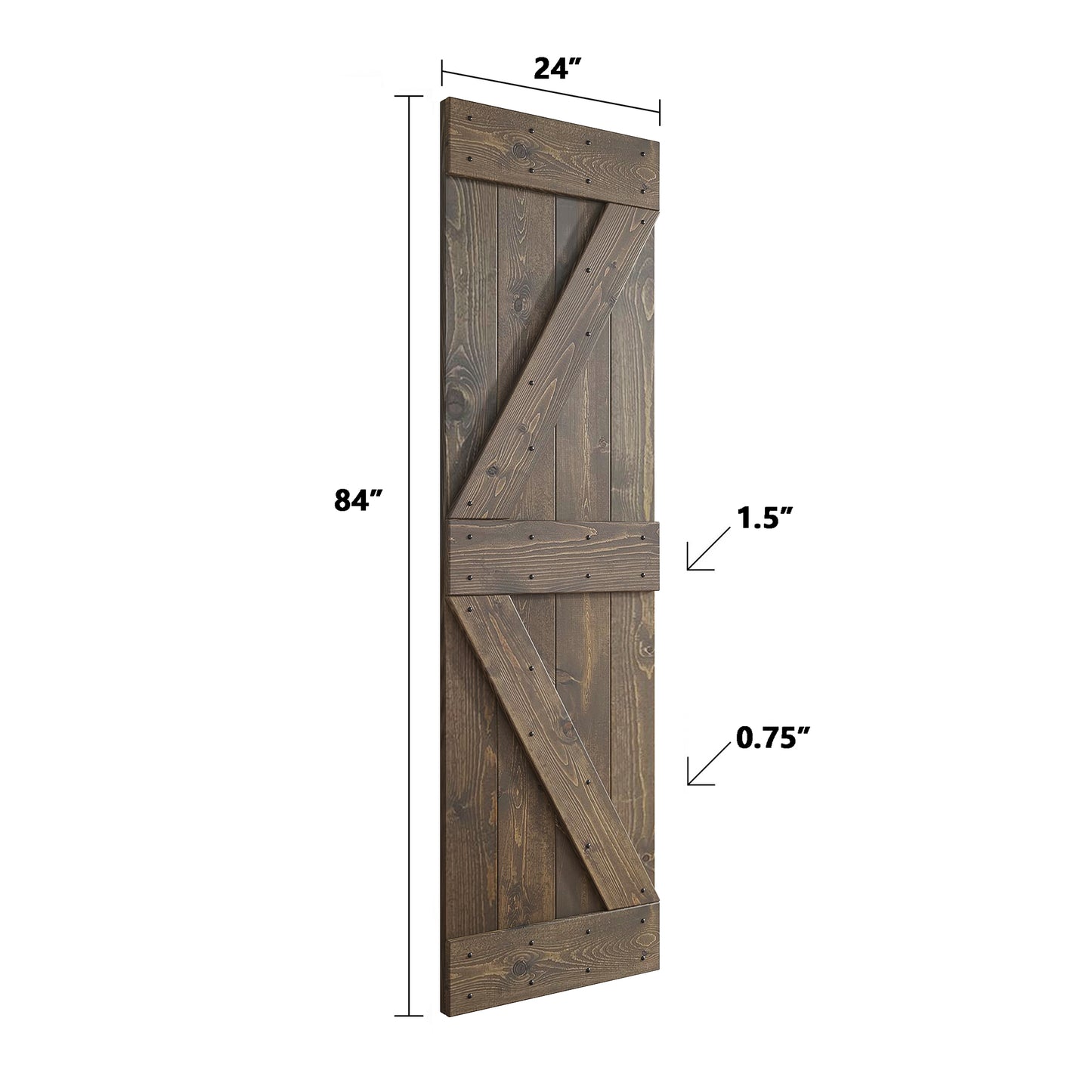 K Series 24 in/30 in/36 in/38 in/42 in x 84 in Finished DIY Knotty Wood Sliding Barn Door With Hardware Kit
