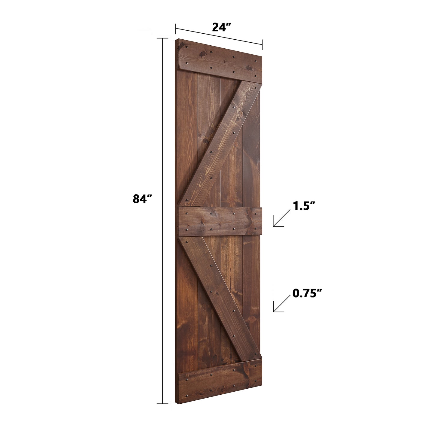 K Series 24 in/30 in/36 in/38 in/42 in x 84 in Finished DIY Knotty Wood Sliding Barn Door With Hardware Kit