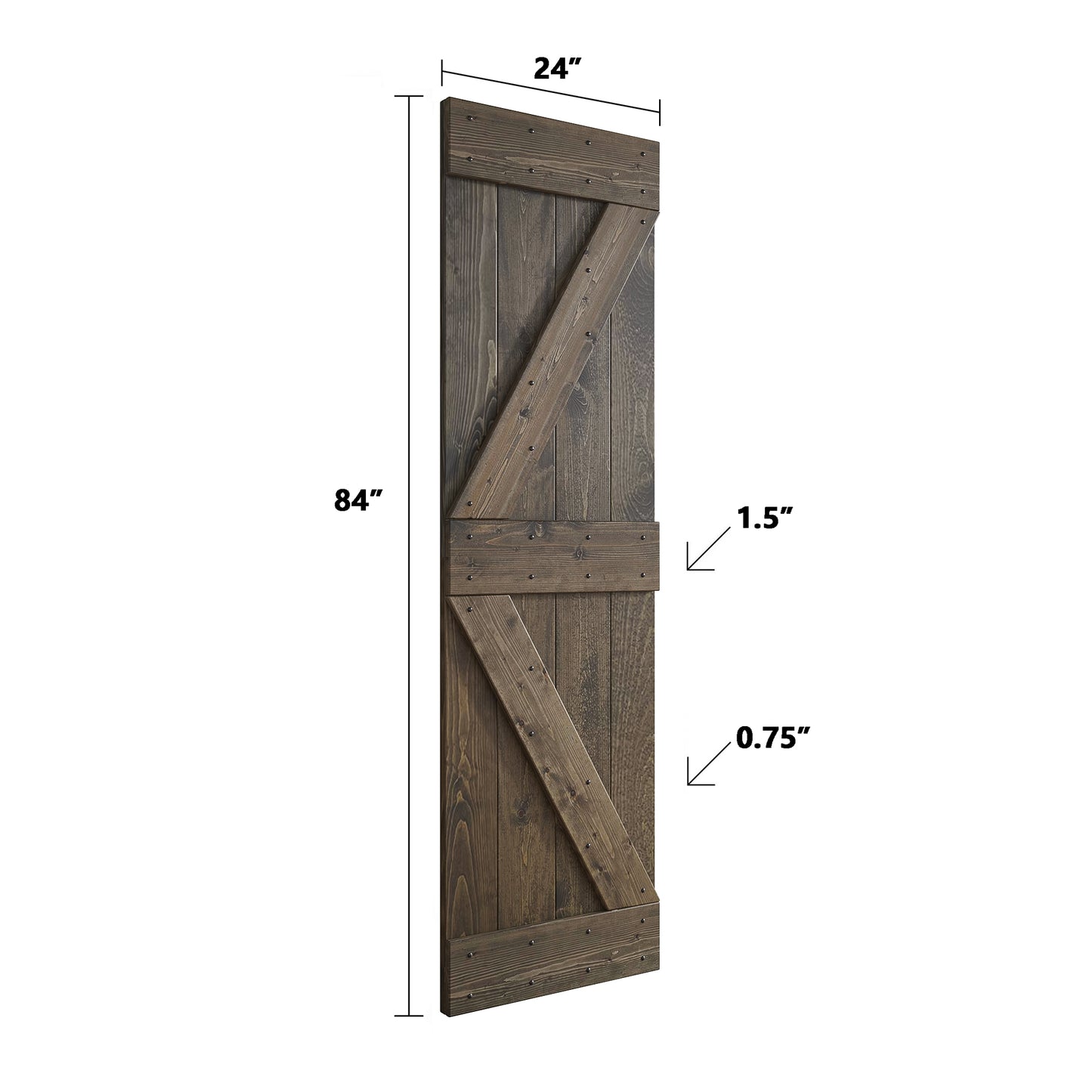 K Series 24 in/30 in/36 in/38 in/42 in x 84 in Finished DIY Knotty Wood Sliding Barn Door With Hardware Kit