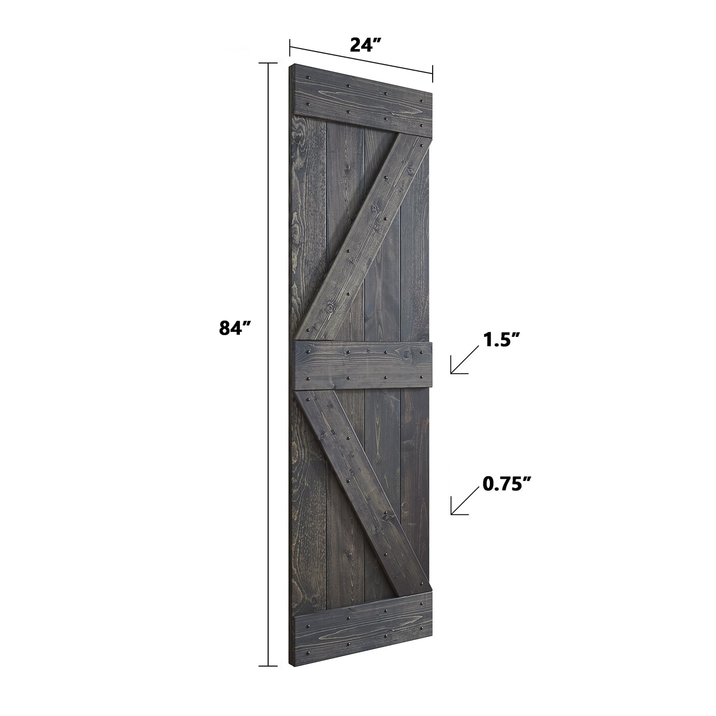 K Series 24 in/30 in/36 in/38 in/42 in x 84 in Finished DIY Knotty Wood Sliding Barn Door With Hardware Kit
