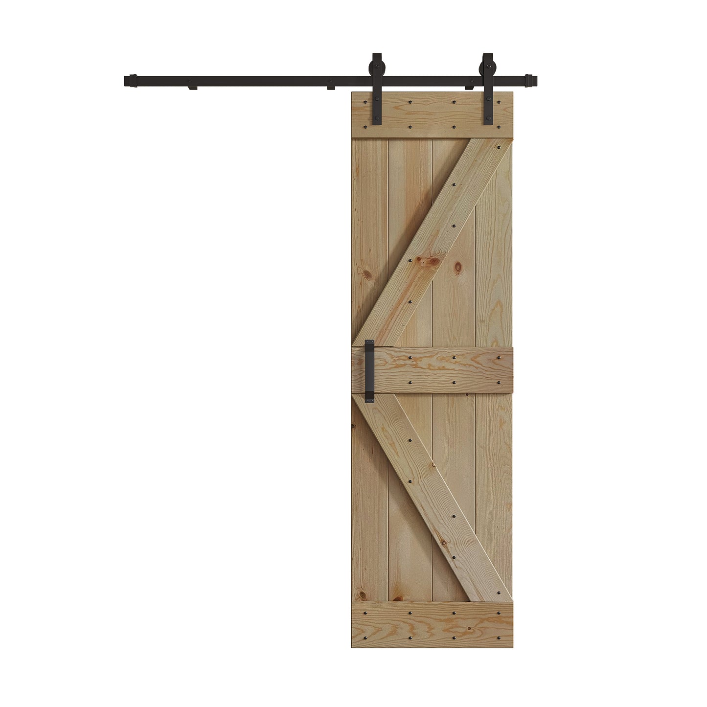 K Series 24 in/30 in/36 in/38 in/42 in x 84 in Finished DIY Knotty Wood Sliding Barn Door With Hardware Kit