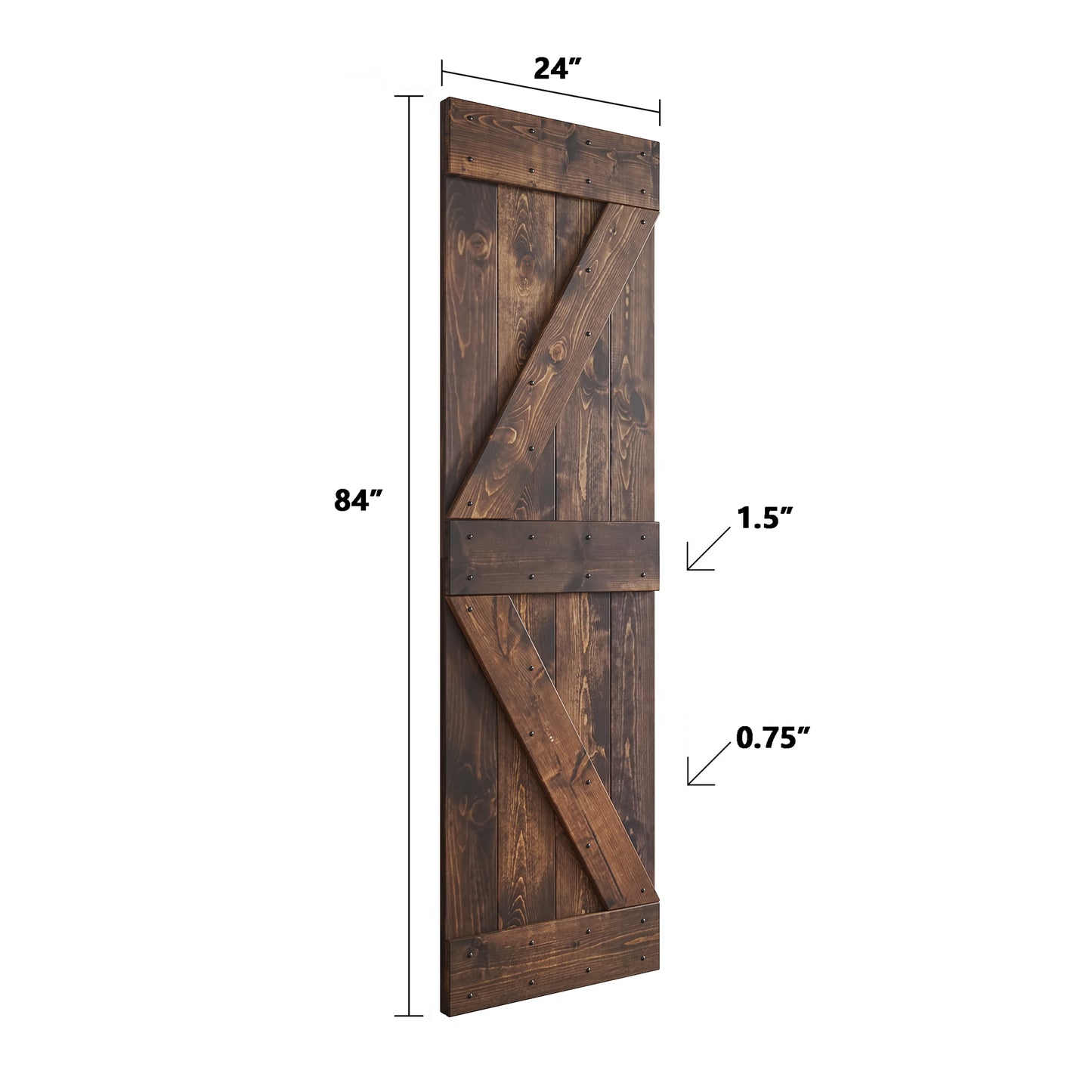 K Series 24 in/30 in/36 in/38 in/42 in x 84 in Finished DIY Knotty Wood Sliding Barn Door With Hardware Kit