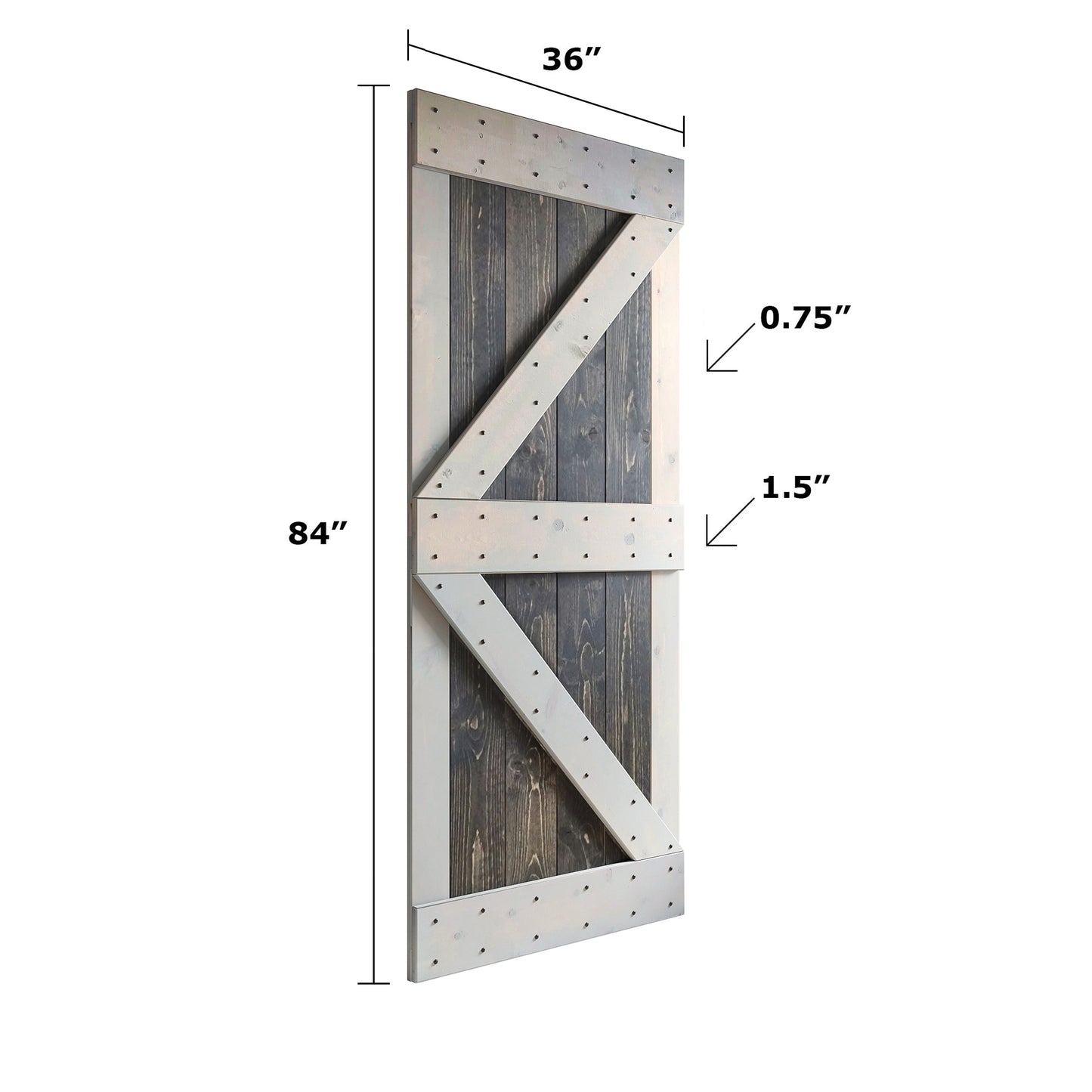 K Series 48in/60in/72in/84in x 84 in Finished Muti-Color Knotty Pine Wood Double Sliding Barn Door with Hardware Kit