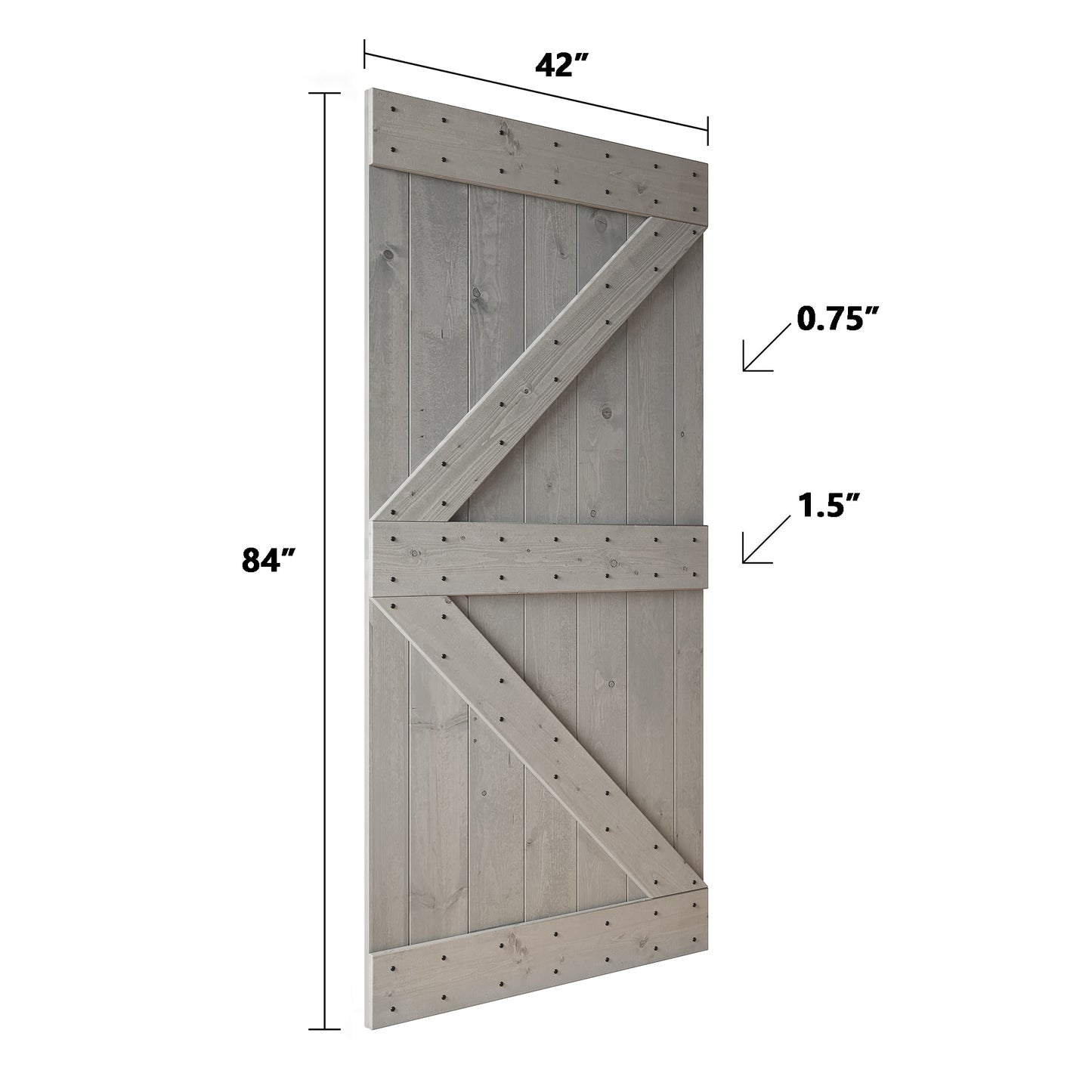 K Series 48 in/60 in/72 in/84 in x 84 in DIY Finished Knotty Pine Wood Double Sliding Barn Door With Hardware Kit
