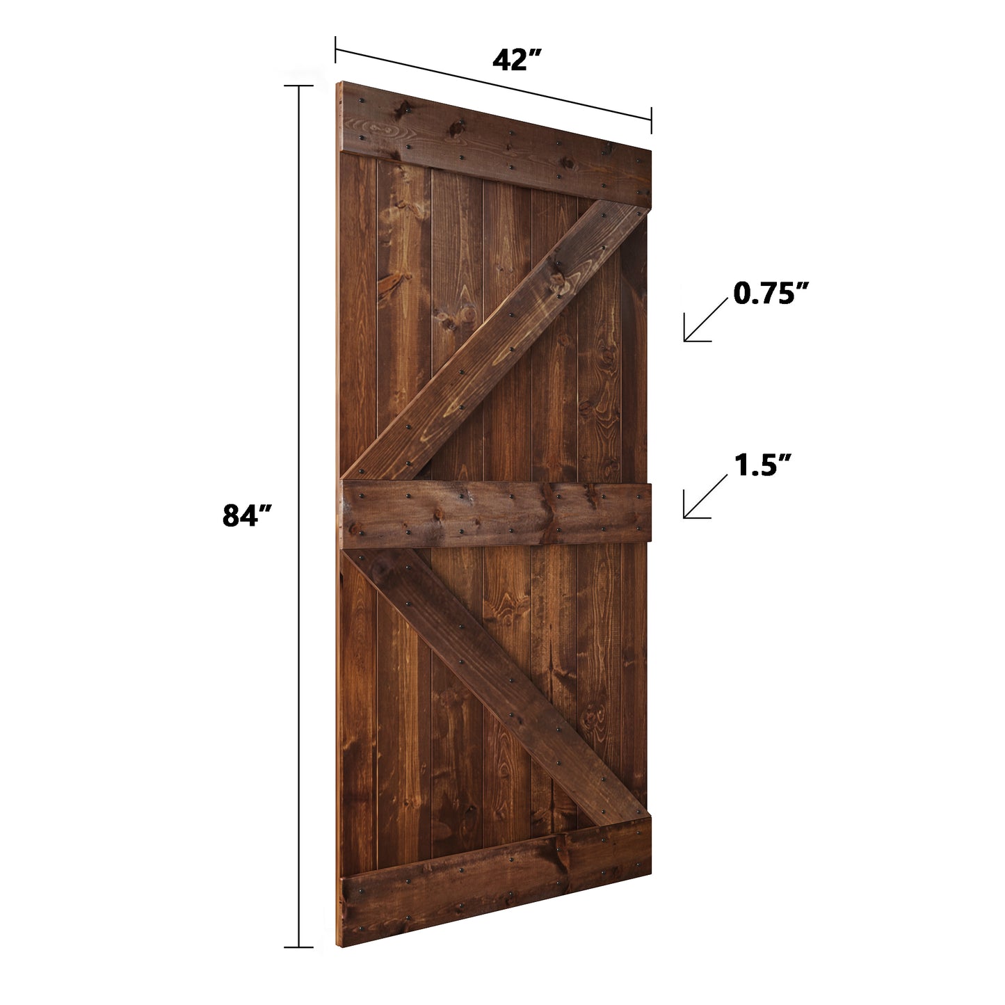 K Series 48 in/60 in/72 in/84 in x 84 in DIY Finished Knotty Pine Wood Double Sliding Barn Door With Hardware Kit