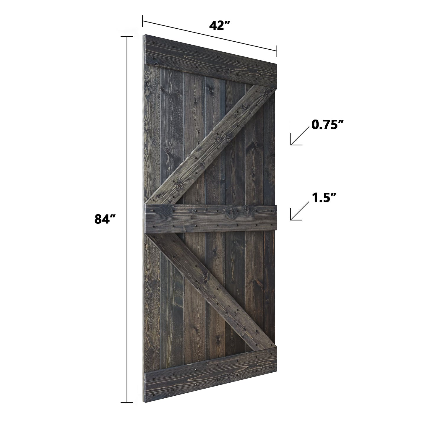 K Series 48 in/60 in/72 in/84 in x 84 in DIY Finished Knotty Pine Wood Double Sliding Barn Door With Hardware Kit