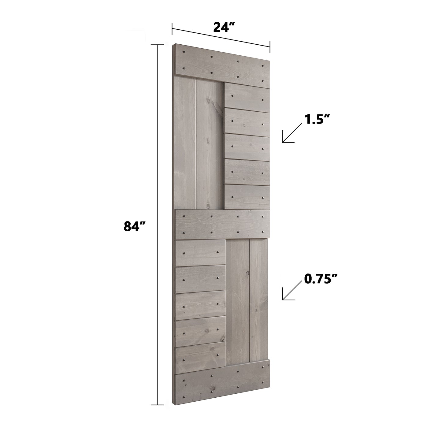 S Series 24in/30in/36in/42in x 84 in Finished DIY Knotty Wood Sliding Barn Door With Hardware Kit
