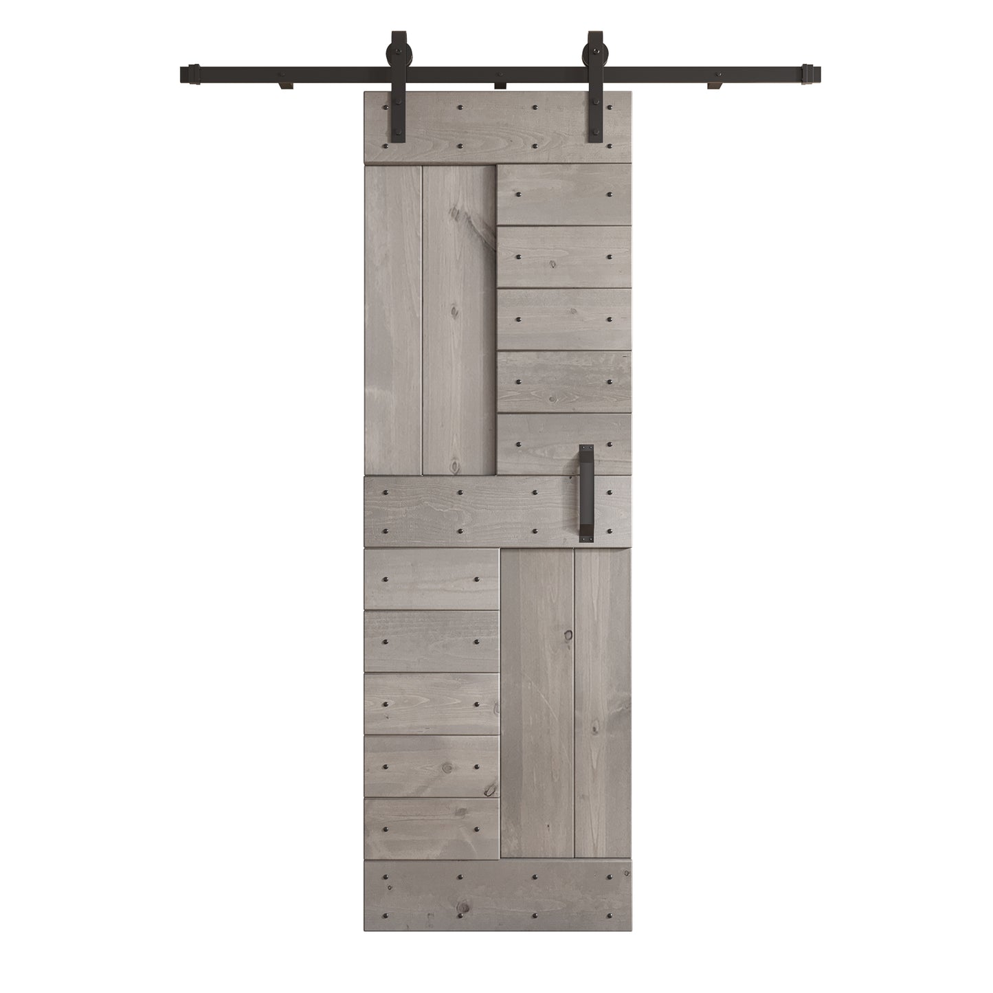 S Series 24in/30in/36in/42in x 84 in Finished DIY Knotty Wood Sliding Barn Door With Hardware Kit