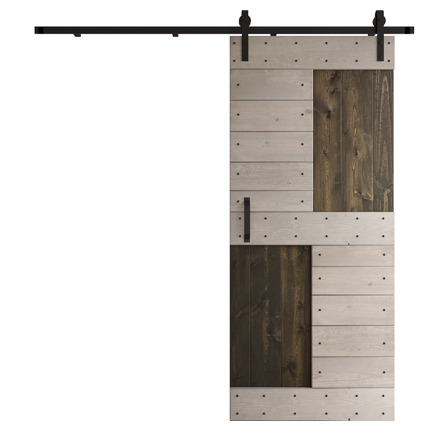 S Series 24in/30in/36in/42in x 84 in Finished Knotty Pine Wood Sliding Barn Door With Hardware Kit