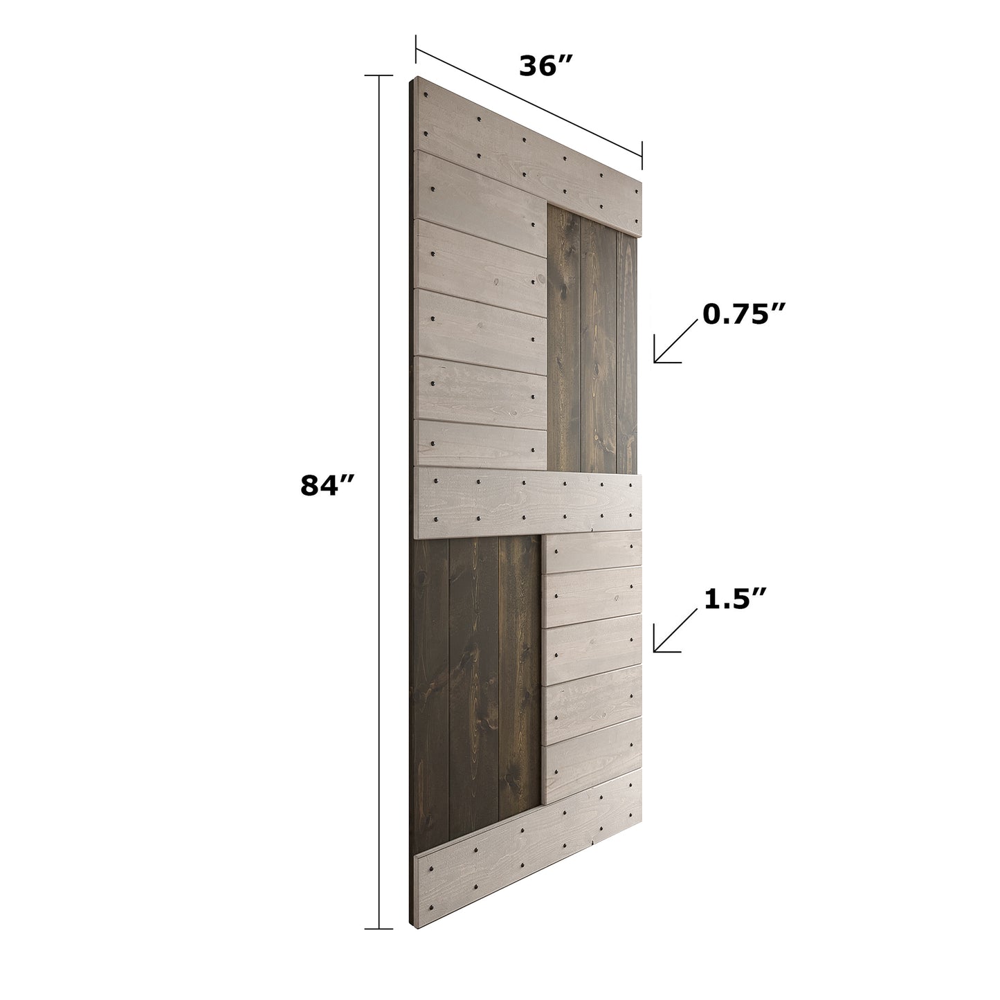 S Series 24in/30in/36in/42in x 84 in Finished Knotty Pine Wood Sliding Barn Door With Hardware Kit