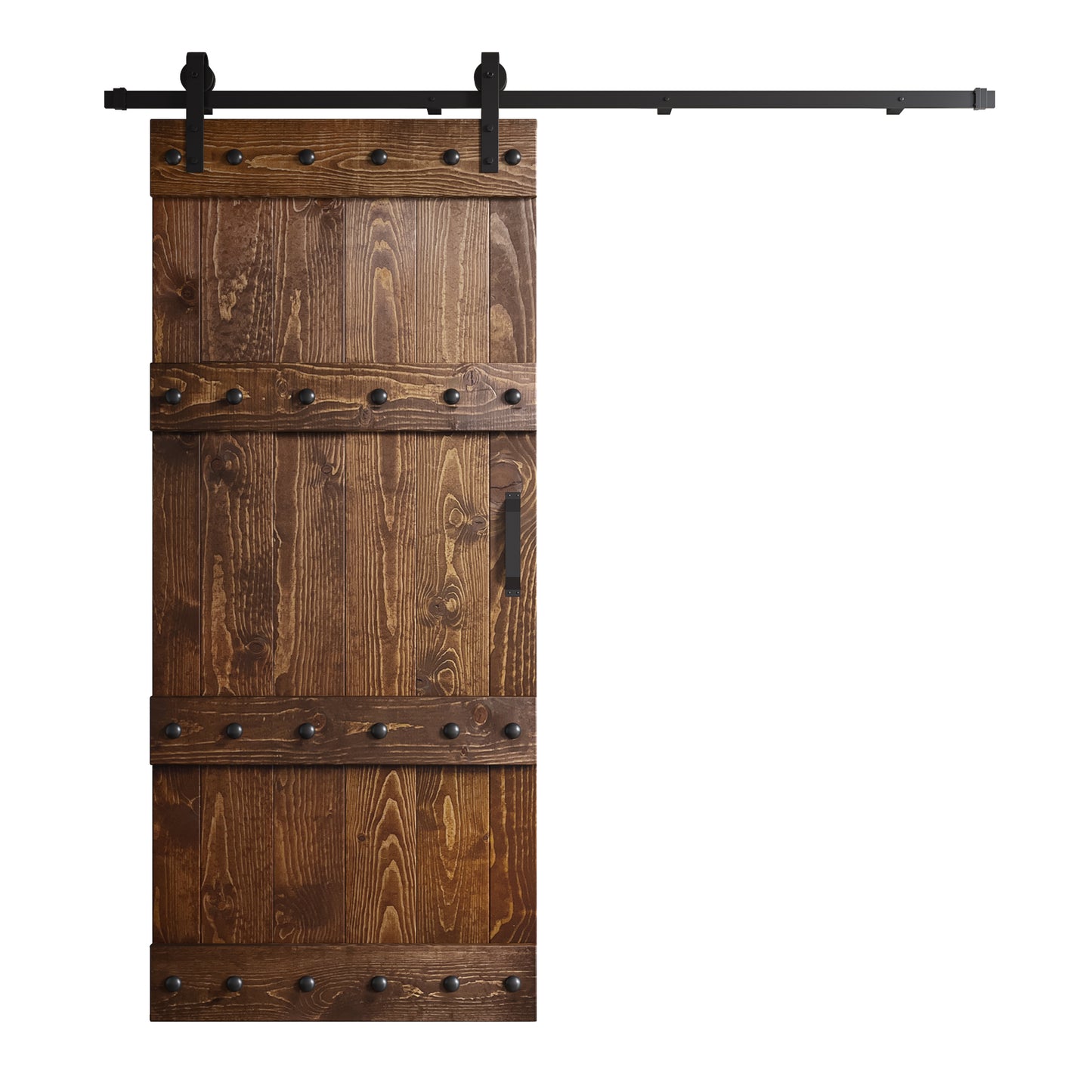Castle Series 24in/30in/36in/42in x 84 in Finished Knotty Pine Wood Sliding Barn Door With Hardware Kit