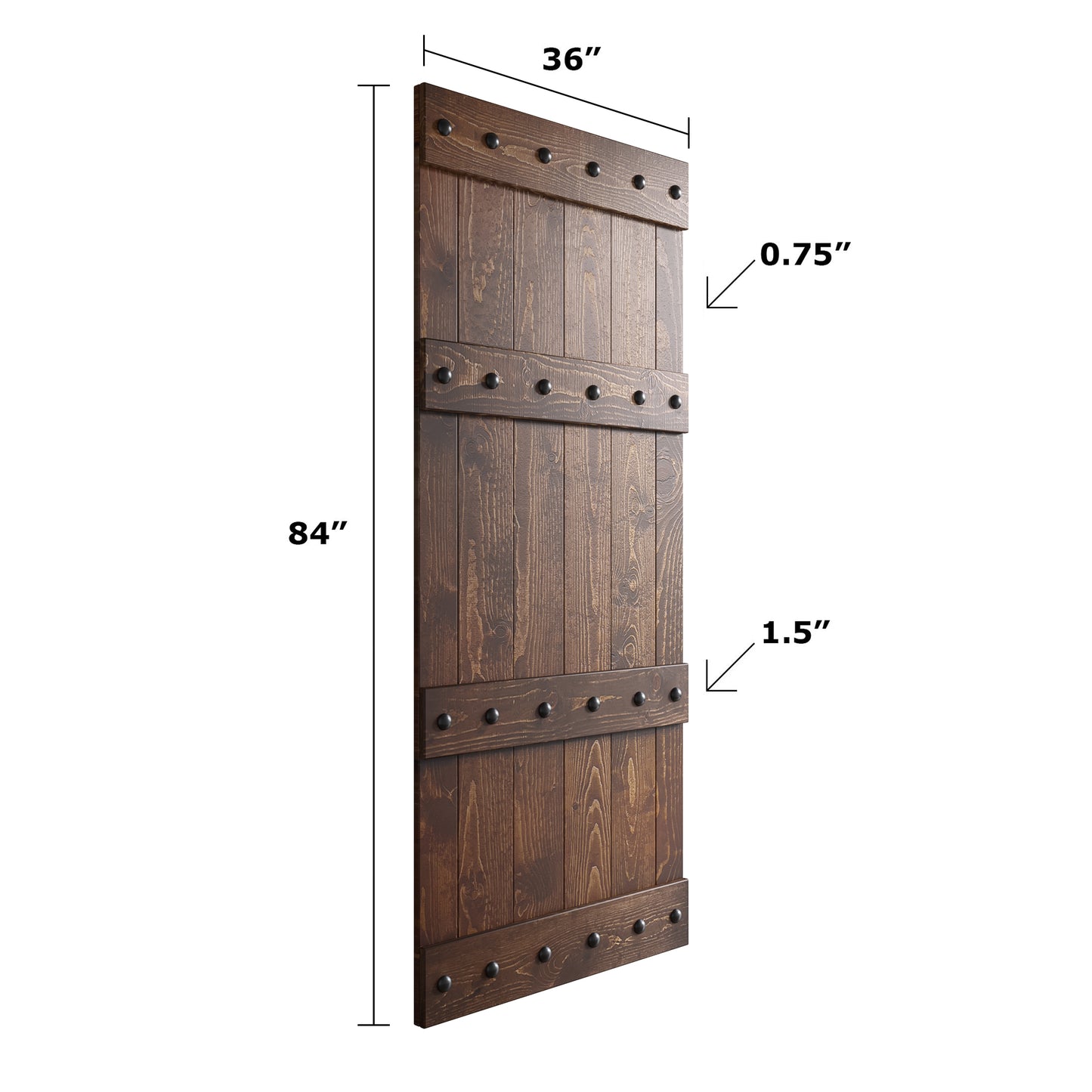 Castle Series 24in/30in/36in/42in x 84 in Finished Knotty Pine Wood Sliding Barn Door With Hardware Kit