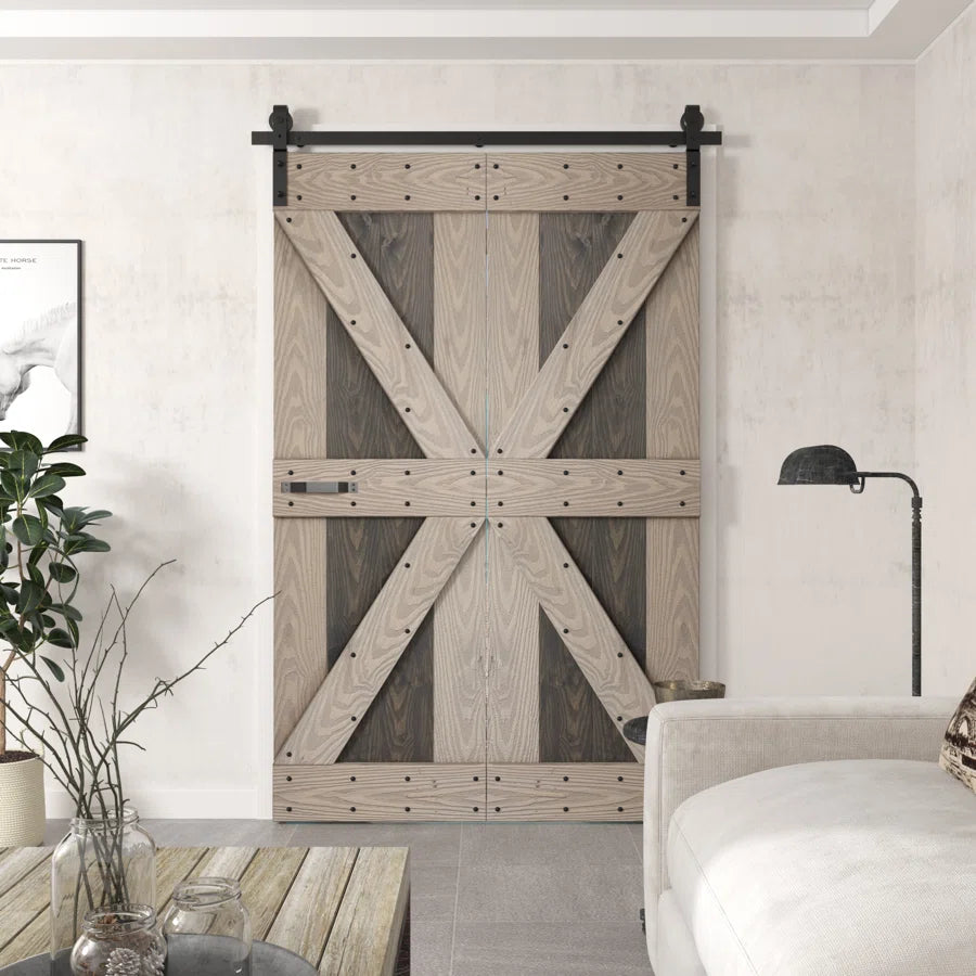 24in./28in./30in./32in./36in./42in./48in./60in./72in.x 84in. Embossing Bi-Fold Barn Door With Sliding Hardware Kit