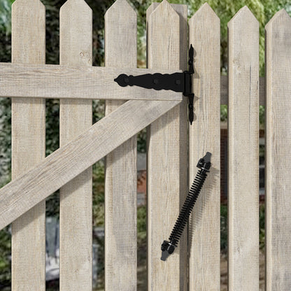 14" Fence gate Spring self Closing and Adjustable for Wooden or Vinyl Fence, Carbon Steel, Black
