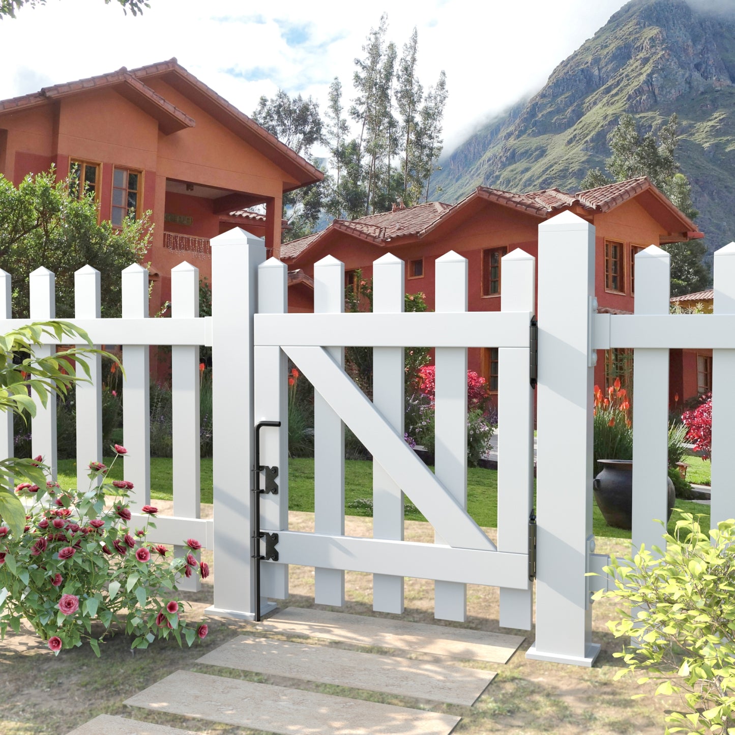 24" Carbon Steel/Stainless Steel Cane Bolt Drop Rod for Gate, Heavy Duty Latch for Wooden Fence Metal Gates