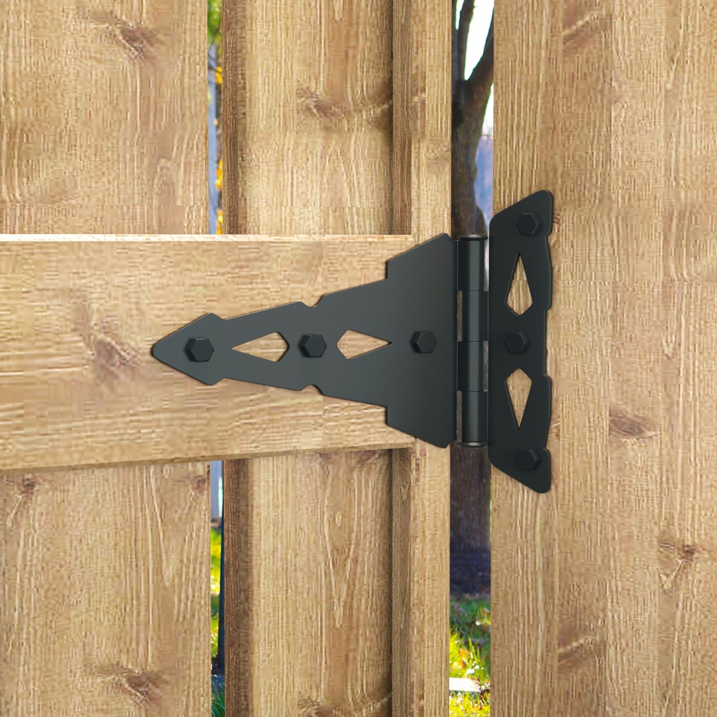 8 Inch Heavy Duty Decorative T Hinge Shed Storage Gate Barns Tee Hinges, Pack of 2 with Screws