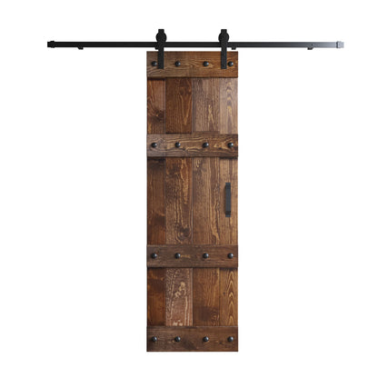 Castle Series  24in/30in/36in/42in x 84 in  Finished Knotty Pine Wood Sliding Barn Door With Hardware Kit