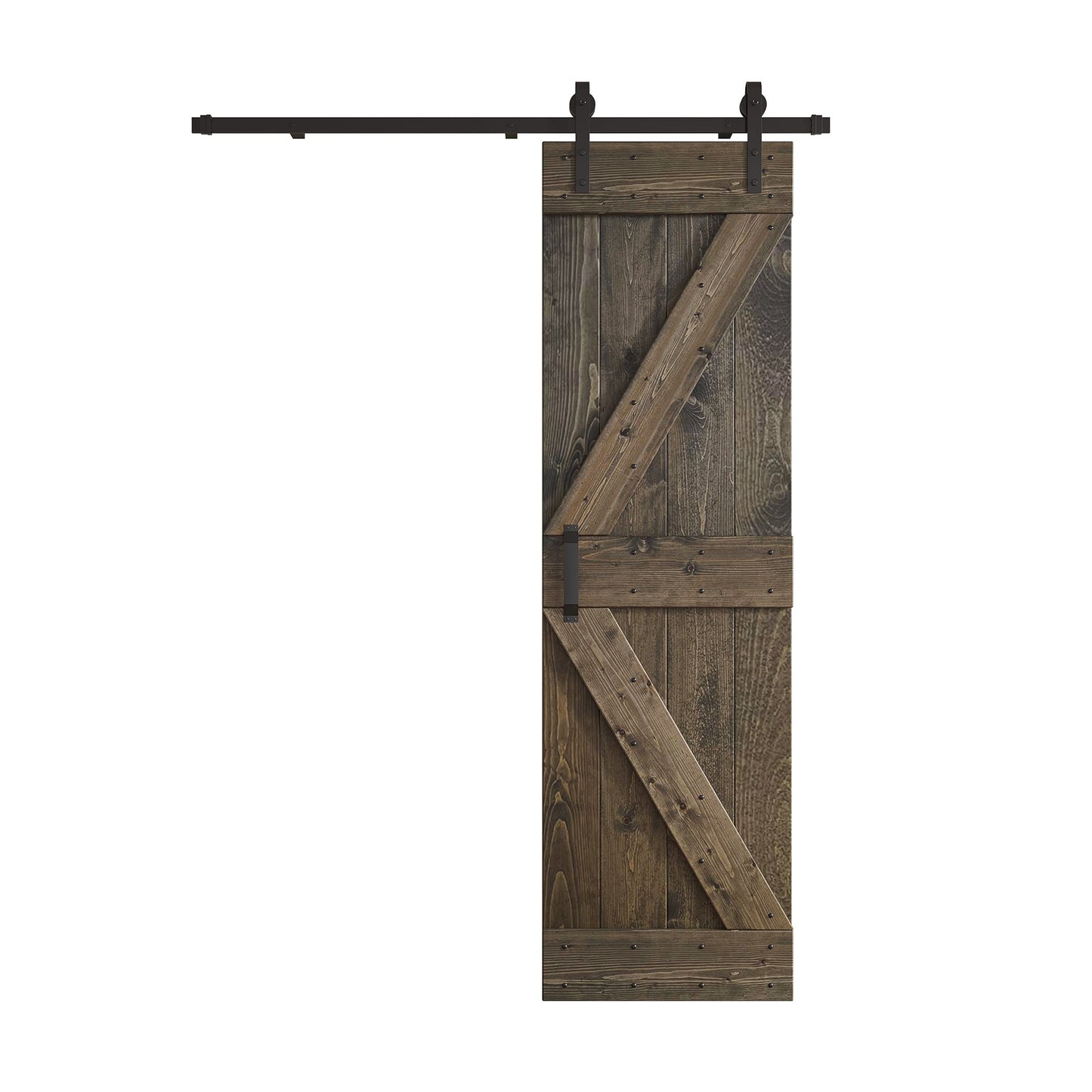 K Series  24 in/30 in/36 in/38 in/42 in x 84 in  Finished DIY Knotty Wood Sliding Barn Door With Hardware Kit