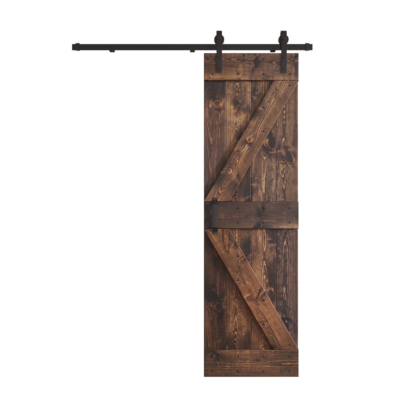 K Series  24 in/30 in/36 in/38 in/42 in x 84 in  Finished DIY Knotty Wood Sliding Barn Door With Hardware Kit