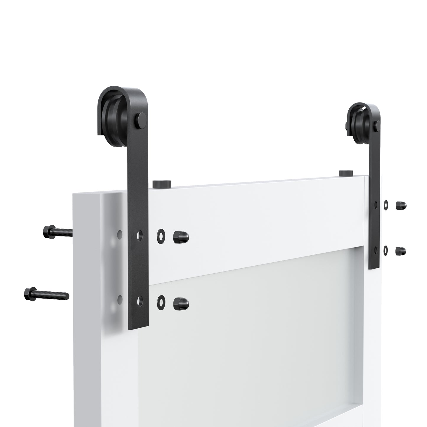 30in./36in./42in./60in./72in./84in.x 84in. 5 Frosted Glass White / Gray PVC Surface MDF Sliding Barn Door With Hardware Kit