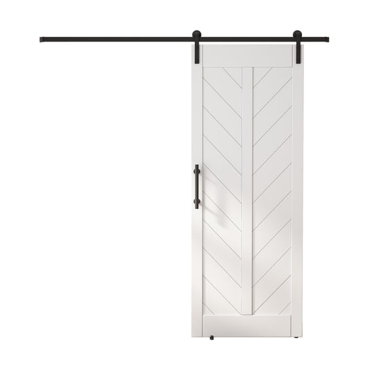 30in./36in./42in./48in./60in./72in./84in./96in.x 84in.MDF Barn Door With Sliding Hardware Kit ,Covered with Water-Proof PVC Surface, White, V-Frame