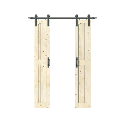 Coast Sequoia 30in./36in./48in. x 84in. Arch Top Knotty Pine Wood Sliding Barn Door With Hardware Kit