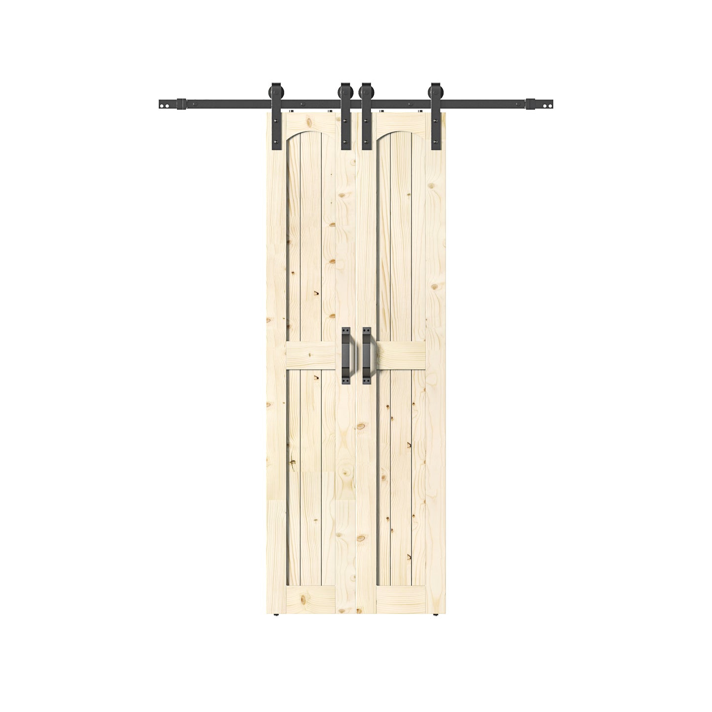 Coast Sequoia 30in./36in./48in. x 84in. Arch Top Knotty Pine Wood Sliding Barn Door With Hardware Kit