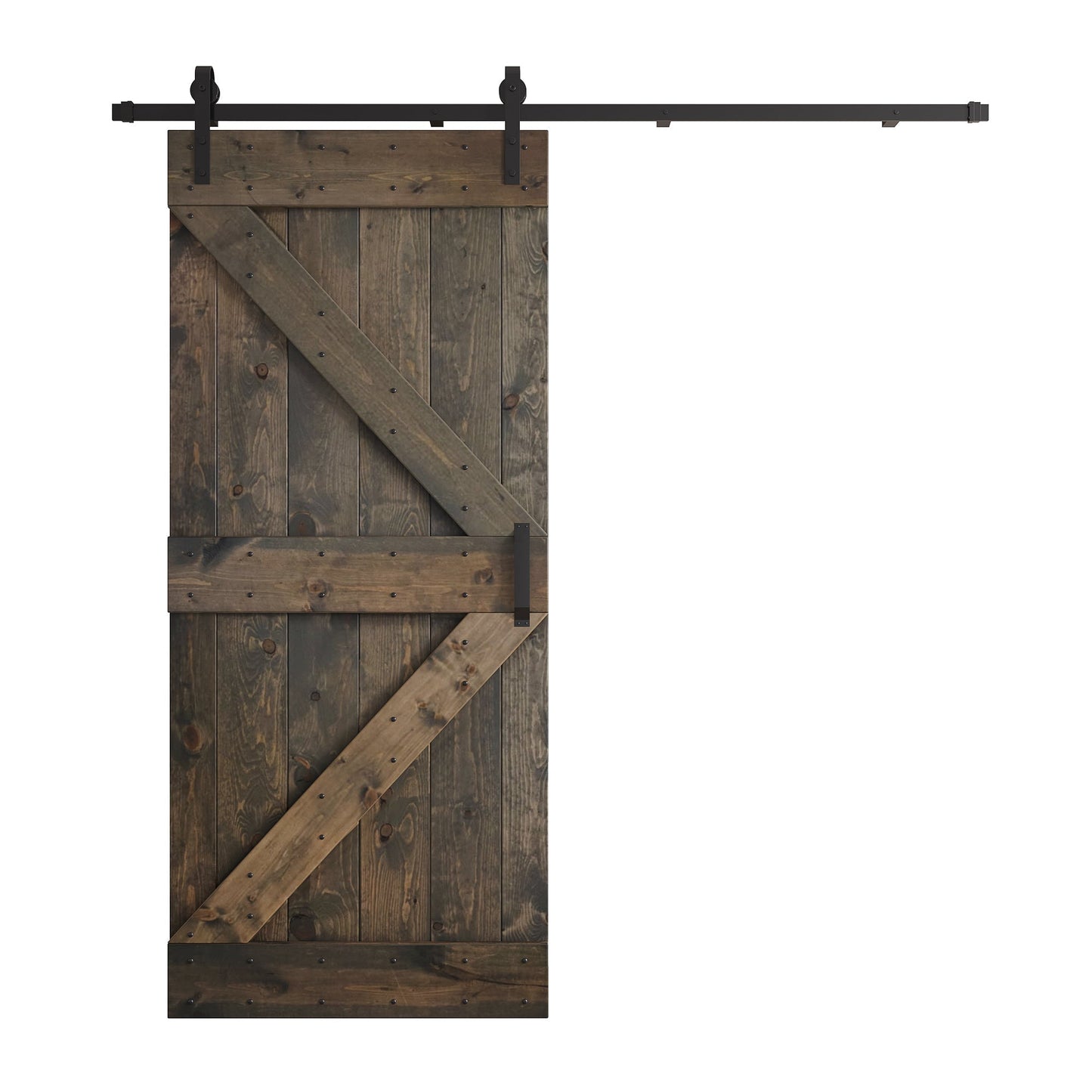 K Series  24 in/30 in/36 in/38 in/42 in x 84 in  Finished DIY Knotty Wood Sliding Barn Door With Hardware Kit