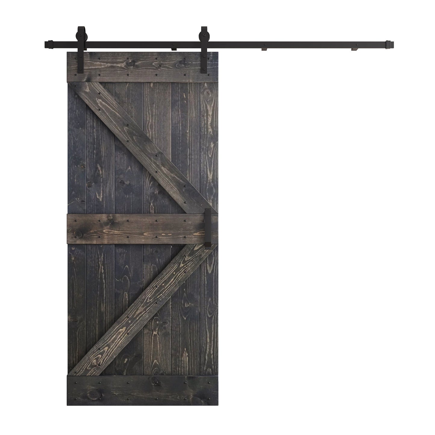 K Series  24 in/30 in/36 in/38 in/42 in x 84 in  Finished DIY Knotty Wood Sliding Barn Door With Hardware Kit