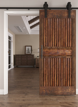 Special order for 4 of 42in. x 80.in Half Grille Screwed Design Embossing Knotty Wood Sliding Barn Door With Hardware Kit