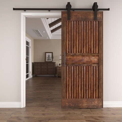 Special order for 4 of 42in. x 80.in Half Grille Screwed Design Embossing Knotty Wood Sliding Barn Door With Hardware Kit
