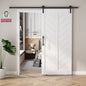 30in./36in./42in./48in./60in./72in./84in./96in.x 84in.MDF Barn Door With Sliding Hardware Kit ,Covered with Water-Proof PVC Surface, White, V-Frame