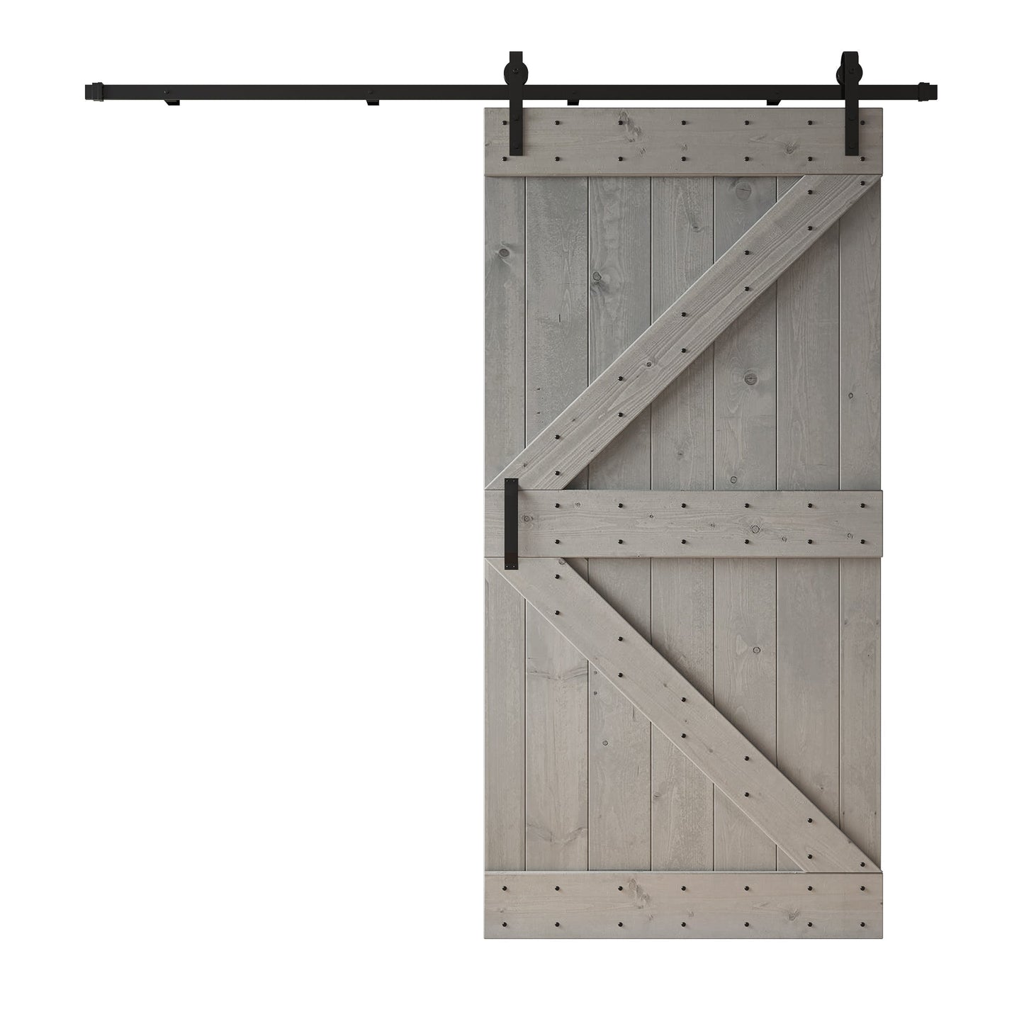 K Series  24 in/30 in/36 in/38 in/42 in x 84 in  Finished DIY Knotty Wood Sliding Barn Door With Hardware Kit