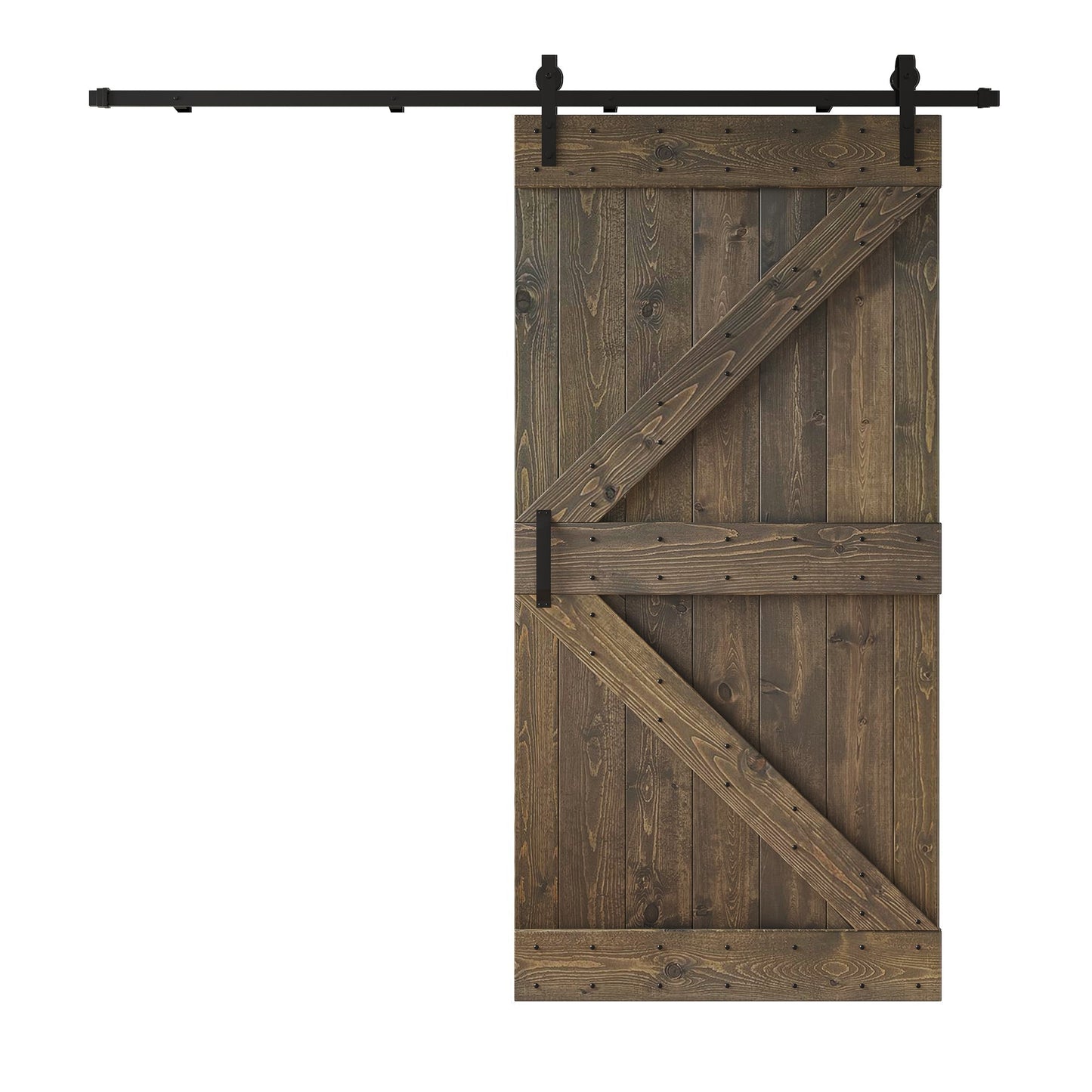 K Series  24 in/30 in/36 in/38 in/42 in x 84 in  Finished DIY Knotty Wood Sliding Barn Door With Hardware Kit