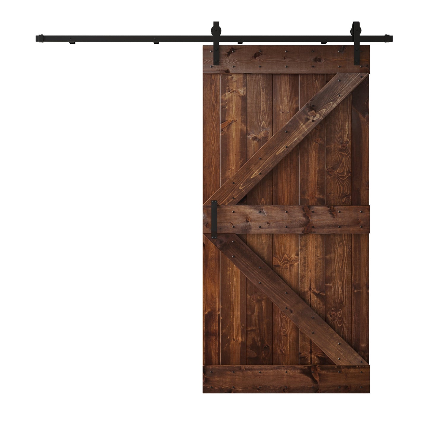 K Series  24 in/30 in/36 in/38 in/42 in x 84 in  Finished DIY Knotty Wood Sliding Barn Door With Hardware Kit