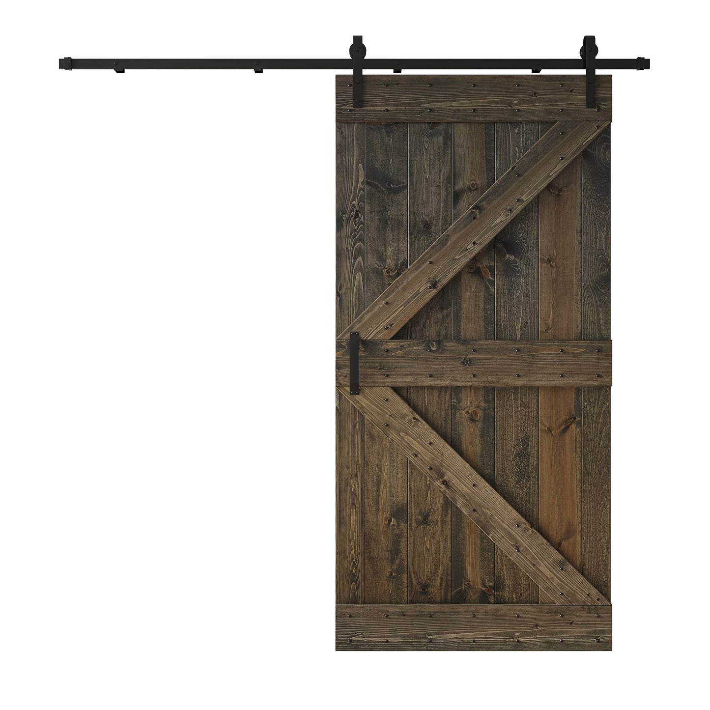 K Series  24 in/30 in/36 in/38 in/42 in x 84 in  Finished DIY Knotty Wood Sliding Barn Door With Hardware Kit