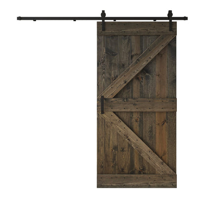 K Series  24 in/30 in/36 in/38 in/42 in x 84 in  Finished DIY Knotty Wood Sliding Barn Door With Hardware Kit