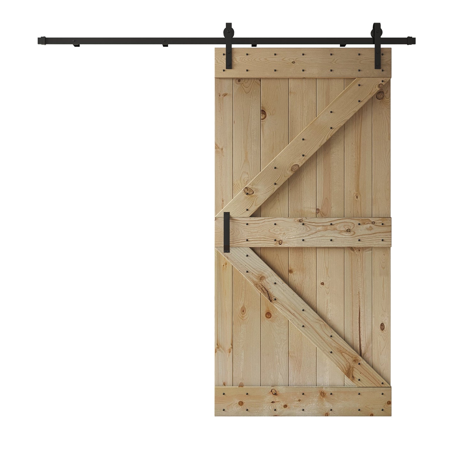 K Series  24 in/30 in/36 in/38 in/42 in x 84 in  Finished DIY Knotty Wood Sliding Barn Door With Hardware Kit