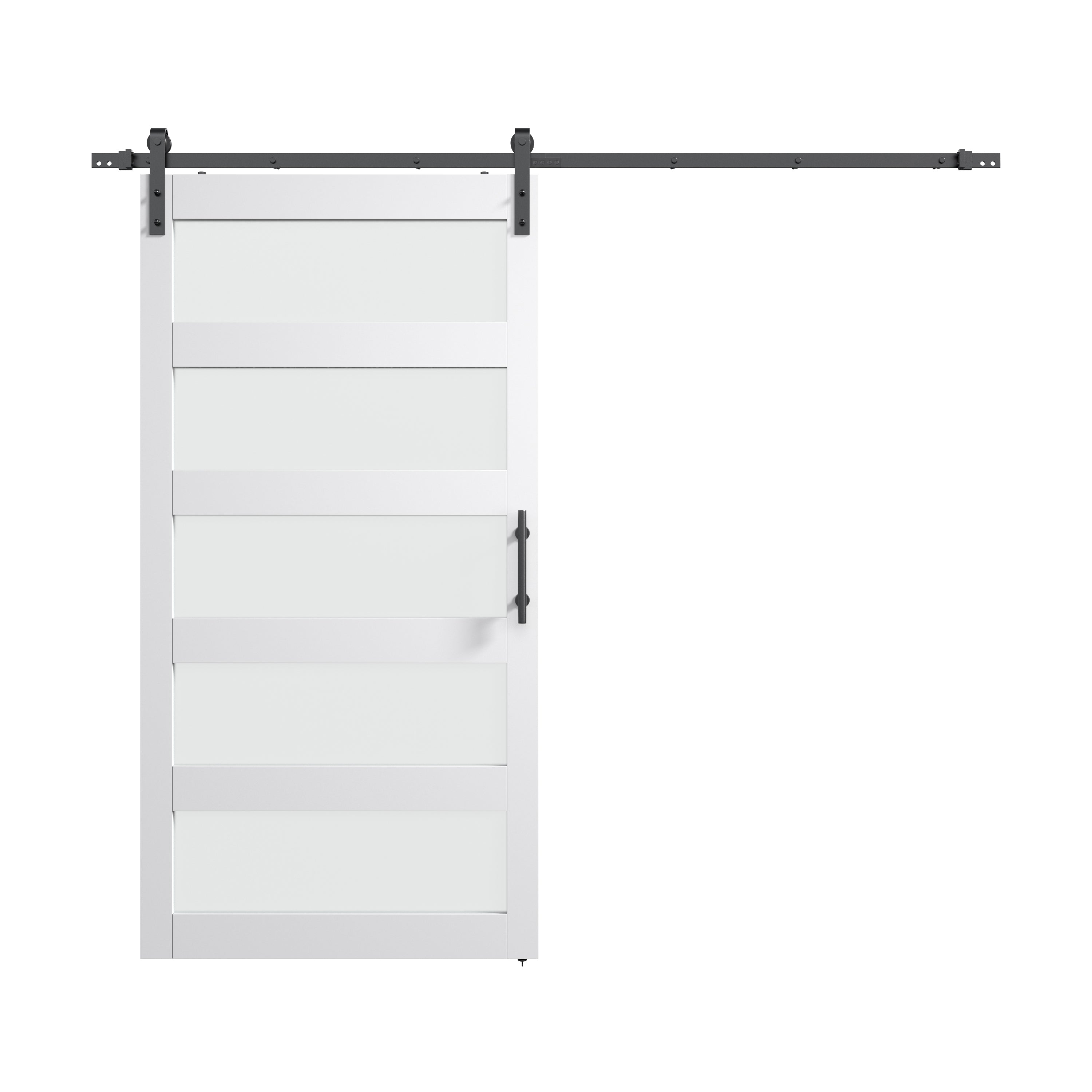 30in./36in./42in./60in./72in./84in.x 84in. 5 Frosted Glass White / Gray PVC Surface MDF Sliding Barn Door With Hardware Kit