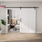 30in./36in./42in./48in./60in./72in./84in./96in.x 84in.MDF Barn Door With Sliding Hardware Kit ,Covered with Water-Proof PVC Surface, White, V-Frame