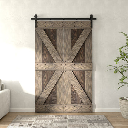 30in./36in./48in. x 80in. Embossing Bi-Fold Barn Door With Sliding Hardware Kit