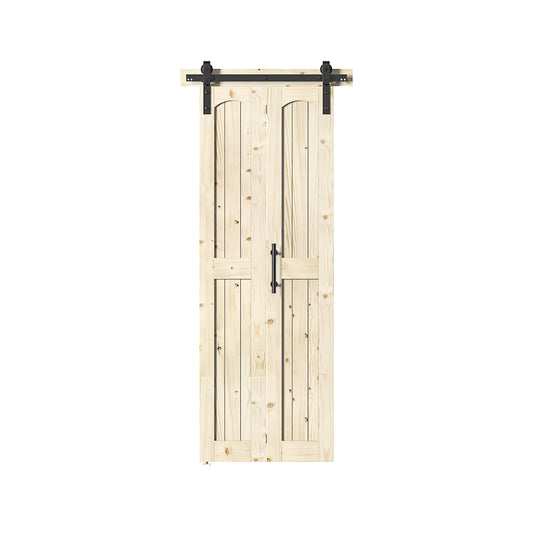 Coast Sequoia Assembled Arch Top 30in./36in./48in. x 84in. Knotty Pine Wood Unfinished Bi-Fold Door With Hardware Kit