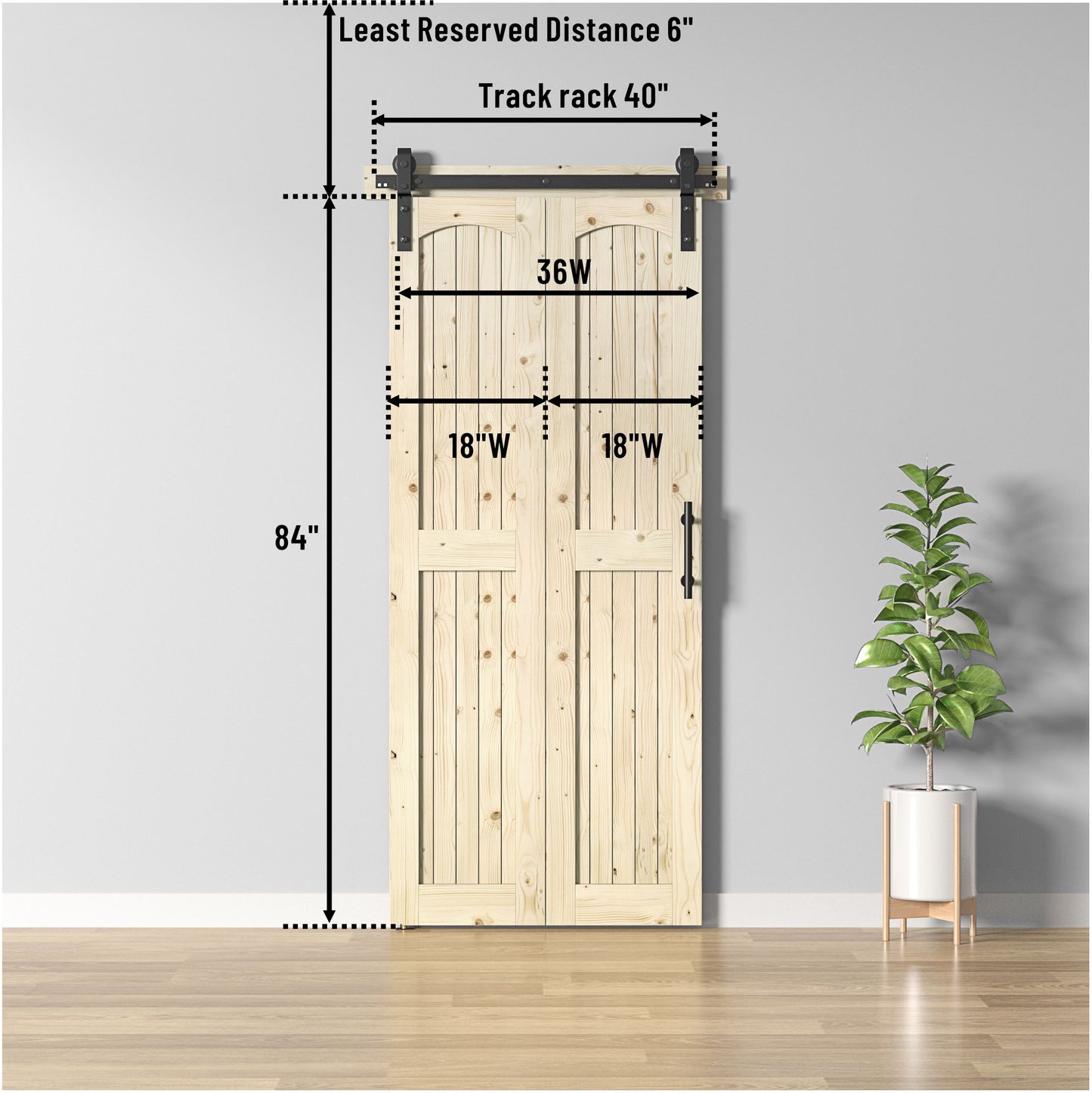 Coast Sequoia Assembled Arch Top  30in./32in./36in./44in./48in.  x 84in. Knotty Pine Wood Unfinished Bi-Fold Door With Hardware Kit