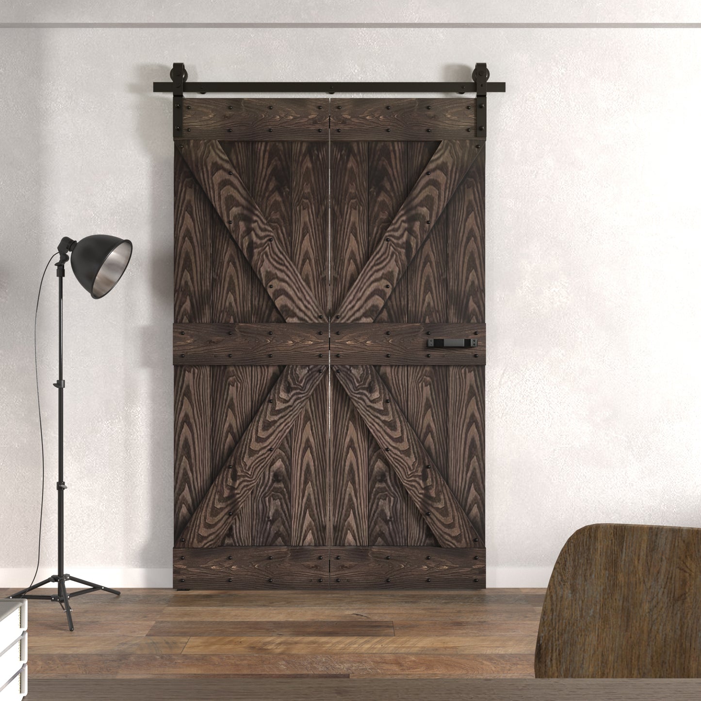 30in./36in./48in. x 80in. Embossing Bi-Fold Barn Door With Sliding Hardware Kit