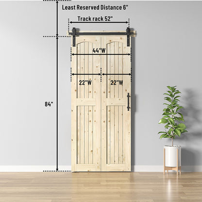 Coast Sequoia Assembled Arch Top  30in./32in./36in./44in./48in.  x 84in. Knotty Pine Wood Unfinished Bi-Fold Door With Hardware Kit