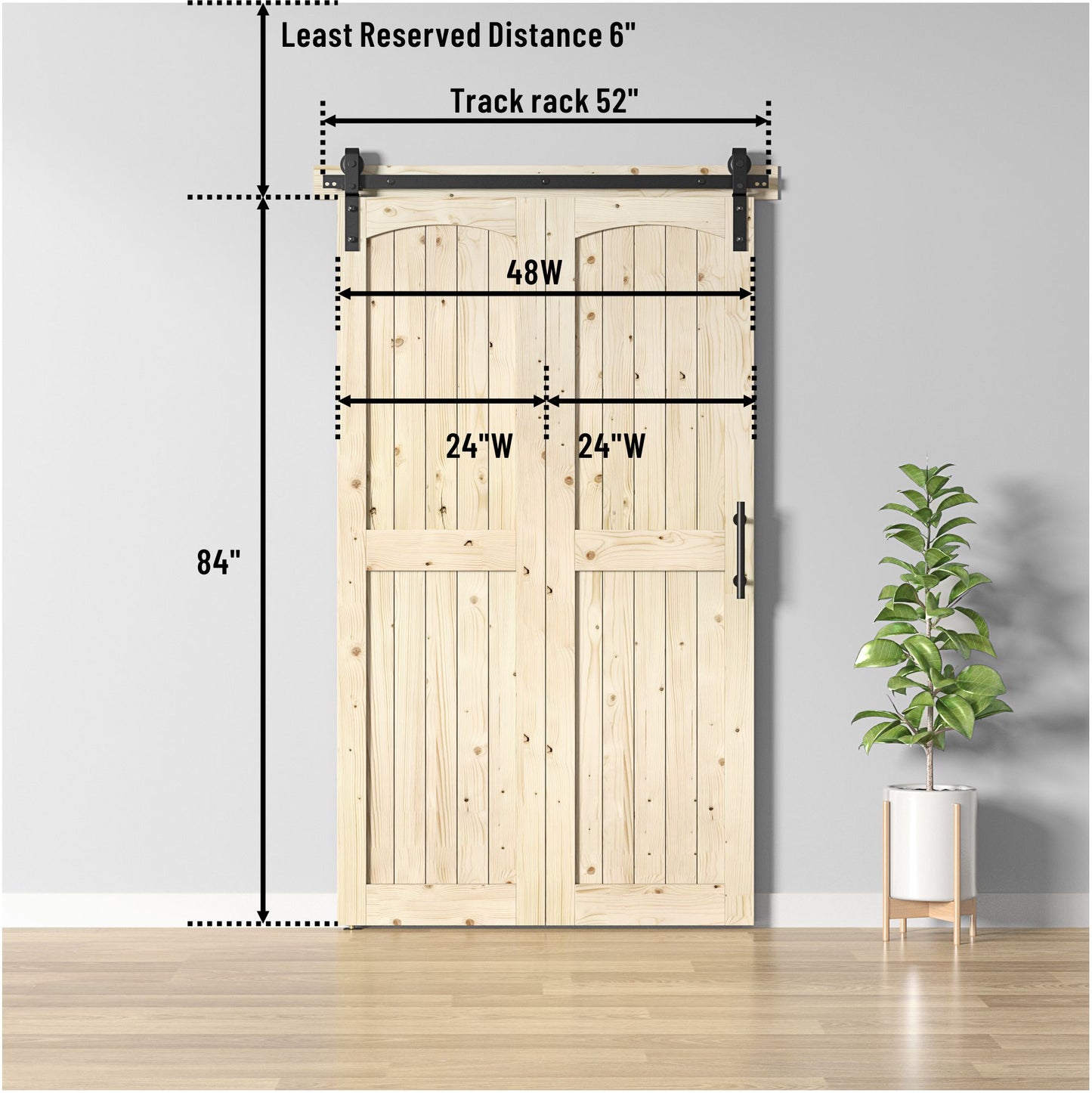 Coast Sequoia Assembled Arch Top  30in./32in./36in./44in./48in.  x 84in. Knotty Pine Wood Unfinished Bi-Fold Door With Hardware Kit