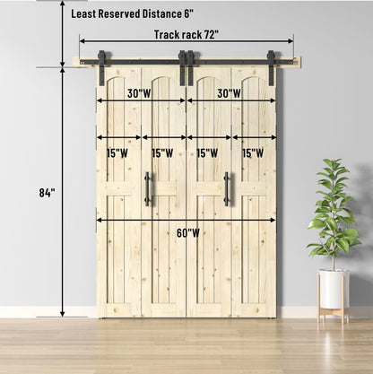 Coast Sequoia Assembled Arch Top  30in./32in./36in./44in./48in.  x 84in. Knotty Pine Wood Unfinished Bi-Fold Door With Hardware Kit