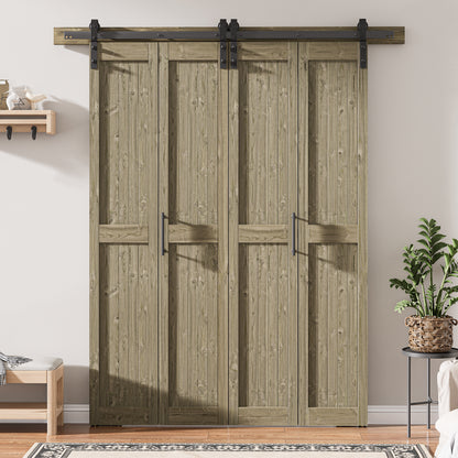 30in./36in./40in./44in./48in. x 84in. Assembled Knotty Pine Wood Bi-Fold Door with Hardware
