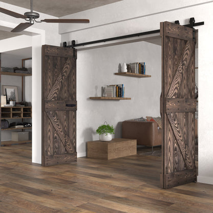 24in./28in./30in./32in./36in./42in./48in./60in./72in.x 84in. Embossing Bi-Fold Barn Door With Sliding Hardware Kit